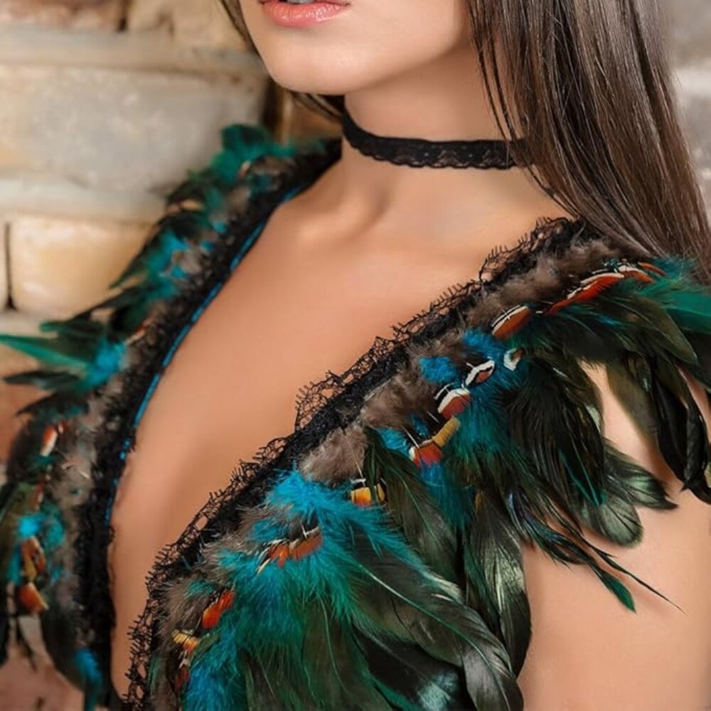 Feather Harness Bra With Adjustable Elastic Strap… - image 1